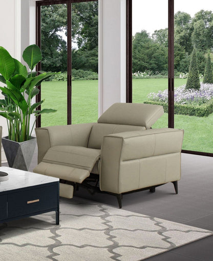 Divani Casa Nella - Modern Light Grey Leather Armchair w/ Electric Recliner