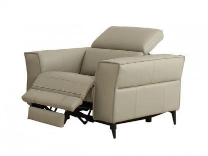Divani Casa Nella - Modern Light Grey Leather Armchair w/ Electric Recliner