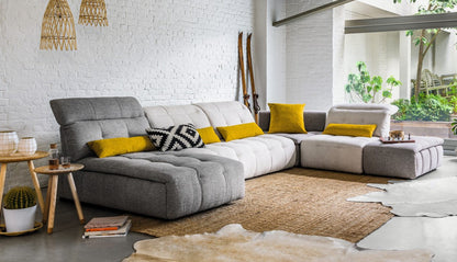 David Ferrari Natura Modern Italian Light Taupe Fabric Sectional Sofa