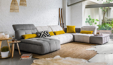 David Ferrari Natura Modern Italian Light Taupe Fabric Sectional Sofa