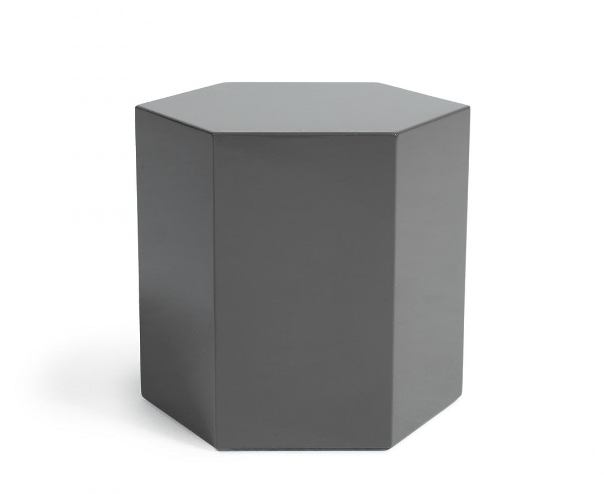 Modrest Newmont -Modern Medium Light Grey High Gloss End Table