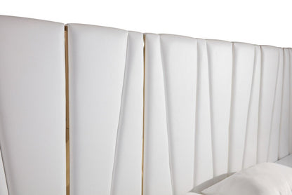Modrest Nixa - Modern White + Gold Bed + Nightstands