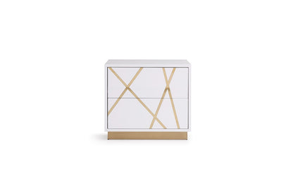 Modrest Nixa - Modern White + Gold Bed + Nightstands