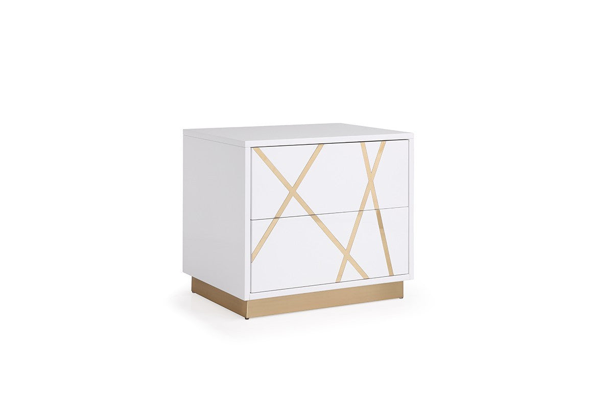 Modrest Nixa - Modern White + Rose Gold Bed + Nightstands