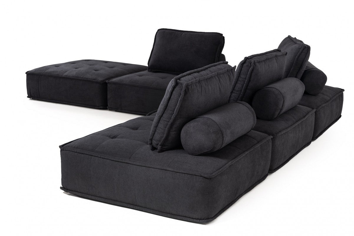 Divani Casa Nolden - Modern Black Fabric Sectional Sofa