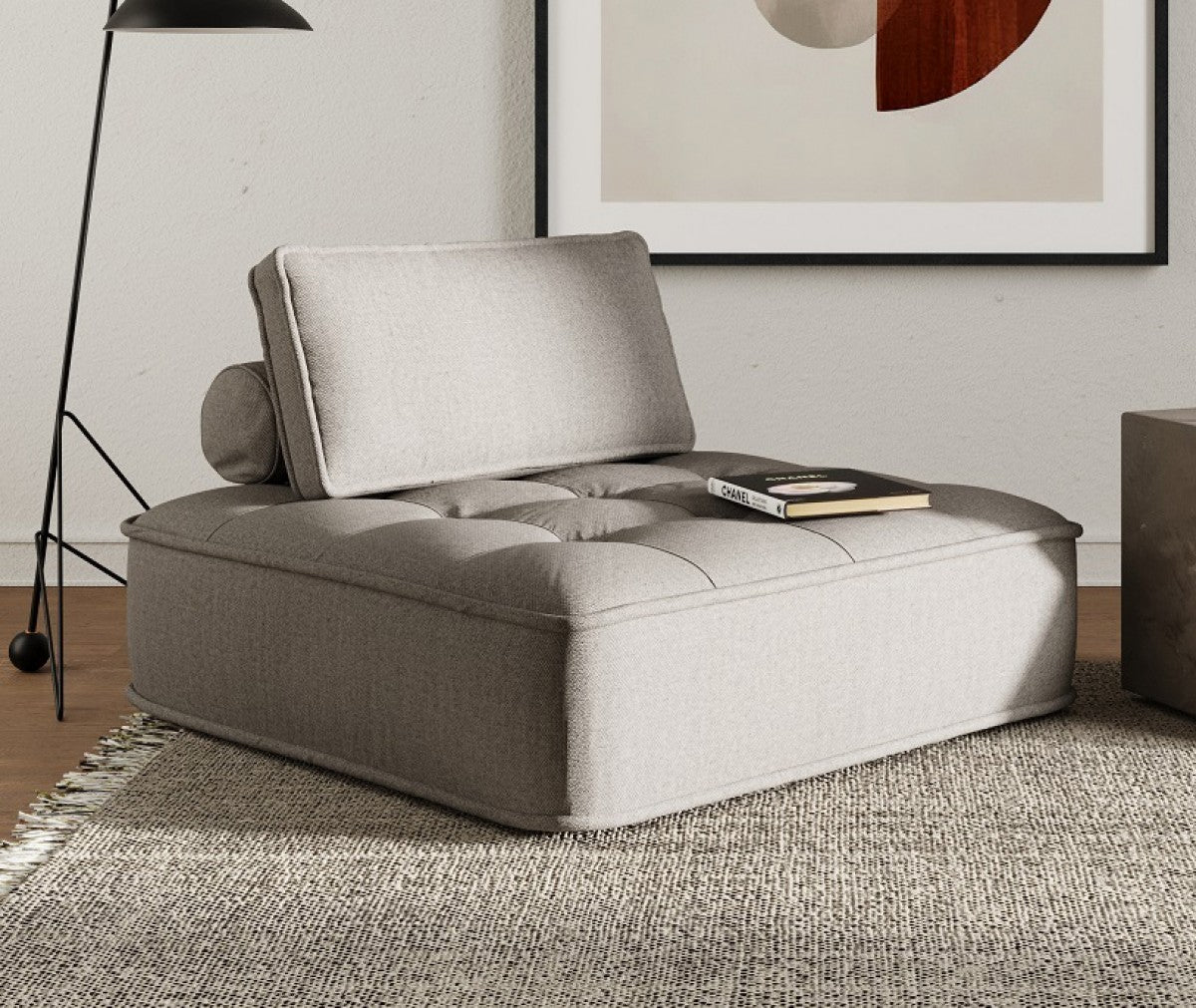 Divani Casa Nolden - Modern Modular Grey Fabric Armless Seat