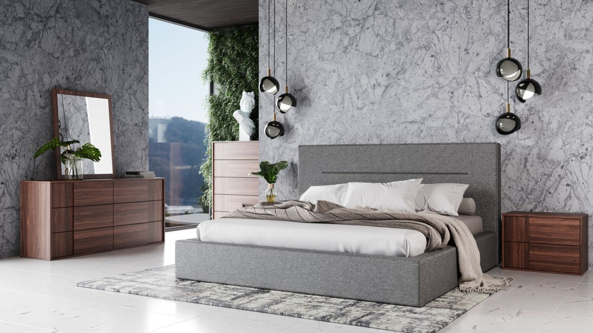 Nova Domus Juliana Italian Modern Grey Upholstered Bed