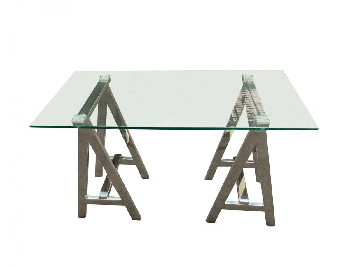 Modrest Ostrow Modern Glass & Stainless Steel Console Table
