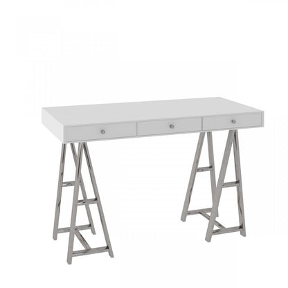 Modrest Ostrow - White + Stainless Steel Desk