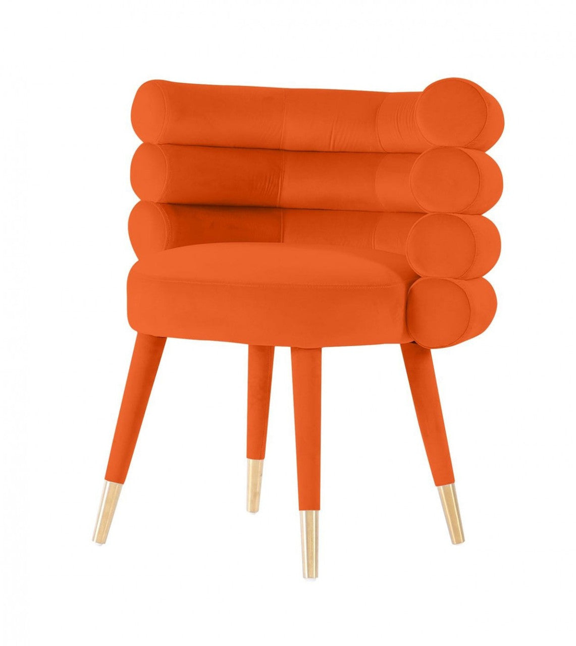 Modrest Otero Modern Orange & Gold Velvet Accent Chair
