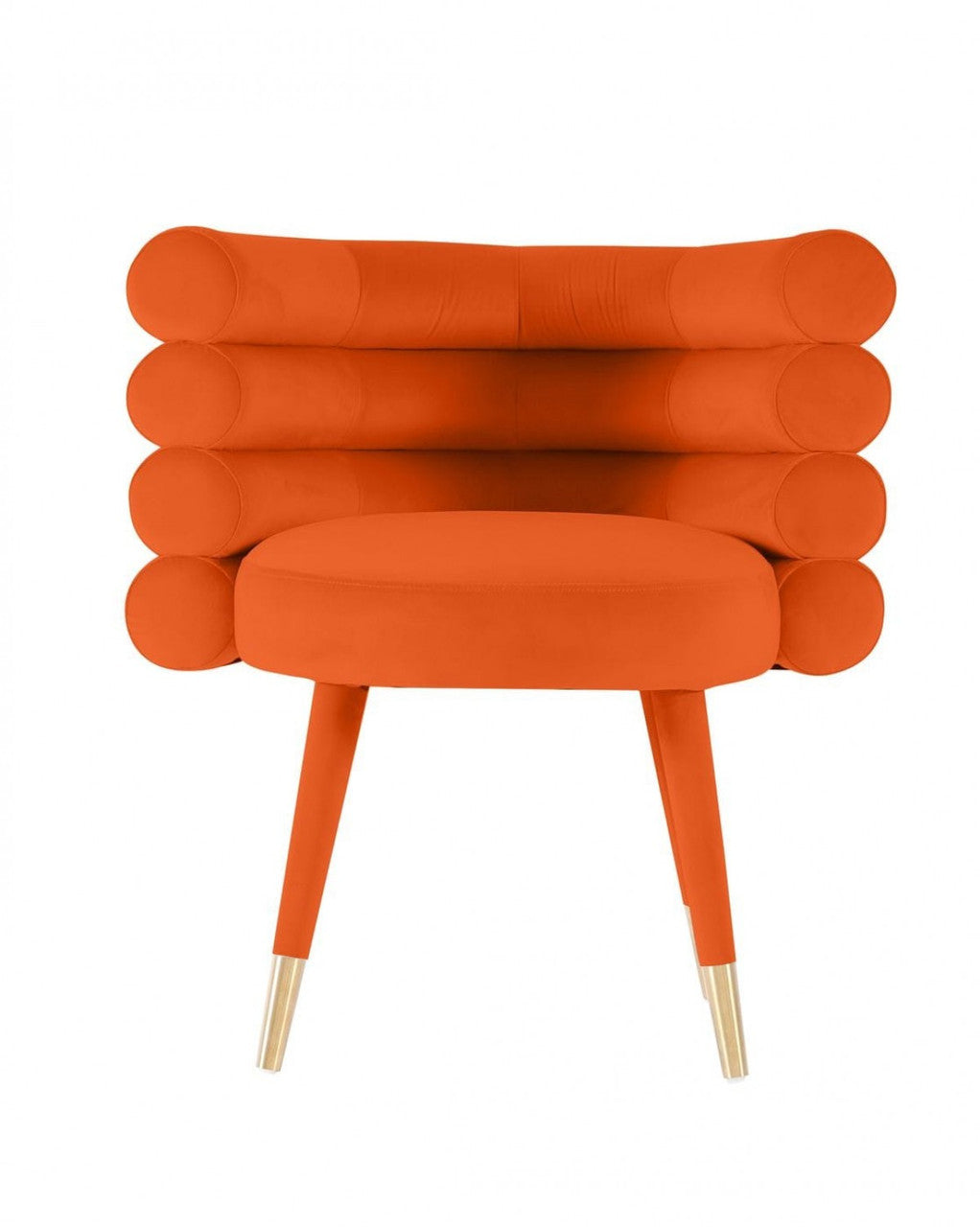 Modrest Otero Modern Orange & Gold Velvet Accent Chair