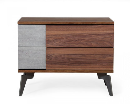 Nova Domus Palermo Modern Italian Faux Concrete & Walnut Nightstand