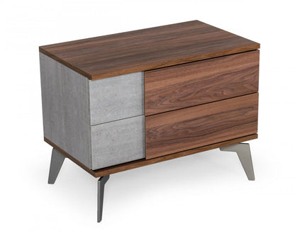 Nova Domus Palermo Modern Italian Faux Concrete & Walnut Nightstand