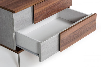 Nova Domus Palermo Modern Italian Faux Concrete & Walnut Nightstand