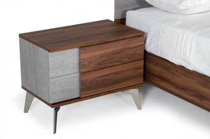 Nova Domus Palermo Modern Italian Faux Concrete & Walnut Nightstand