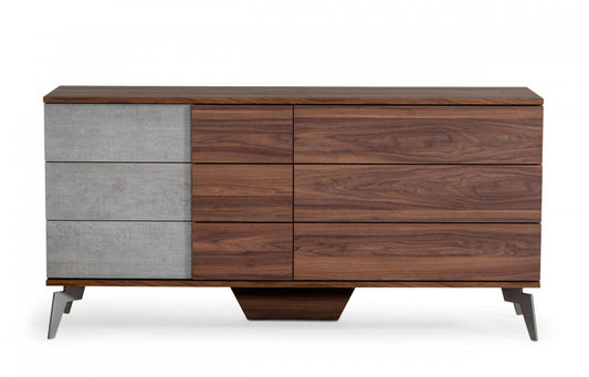 Nova Domus Palermo Modern Italian Faux Concrete & Walnut Dresser