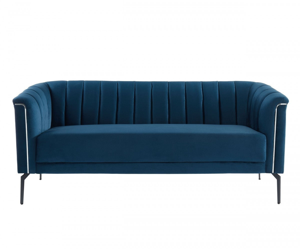 Divani Casa Patton Modern Blue Fabric Sofa