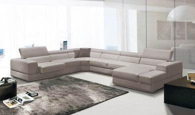 Divani Casa Pella Modern Grey Italian Leather Sectional Sofa