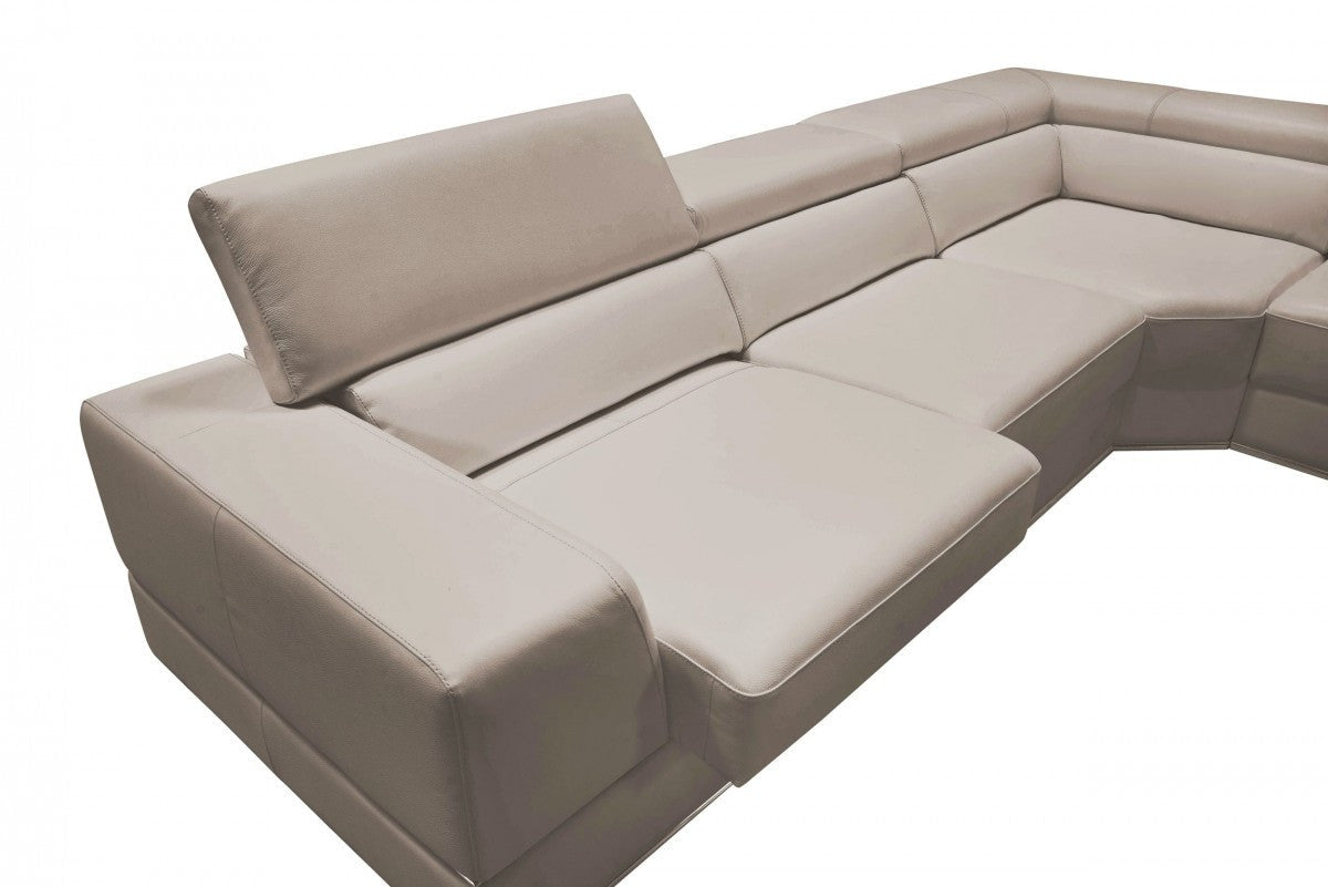 Divani Casa Pella Modern Grey Italian Leather Sectional Sofa