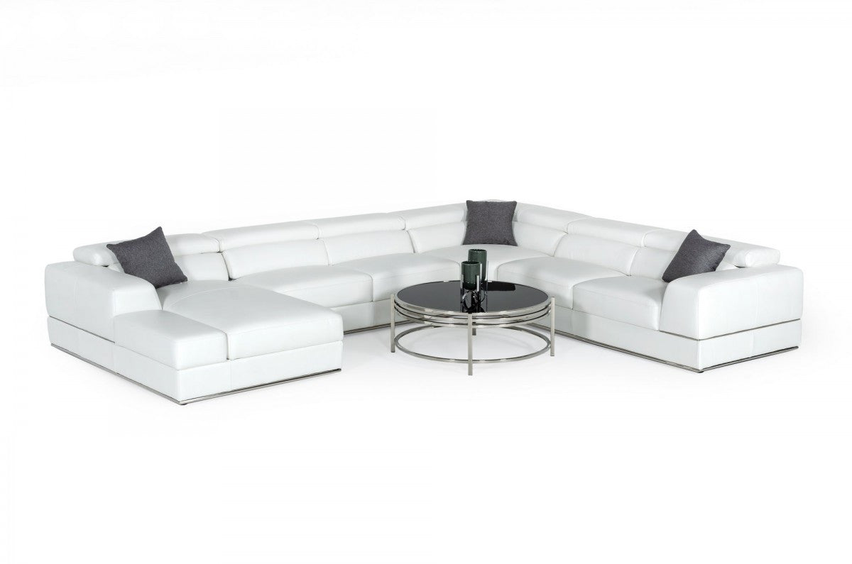 Divani Casa Pella - Modern White Italian Leather Sectional Sofa