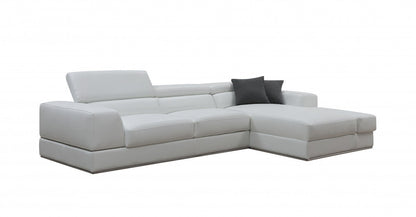 Divani Casa Pella Mini Modern White Leather Right Facing Sectional Sofa