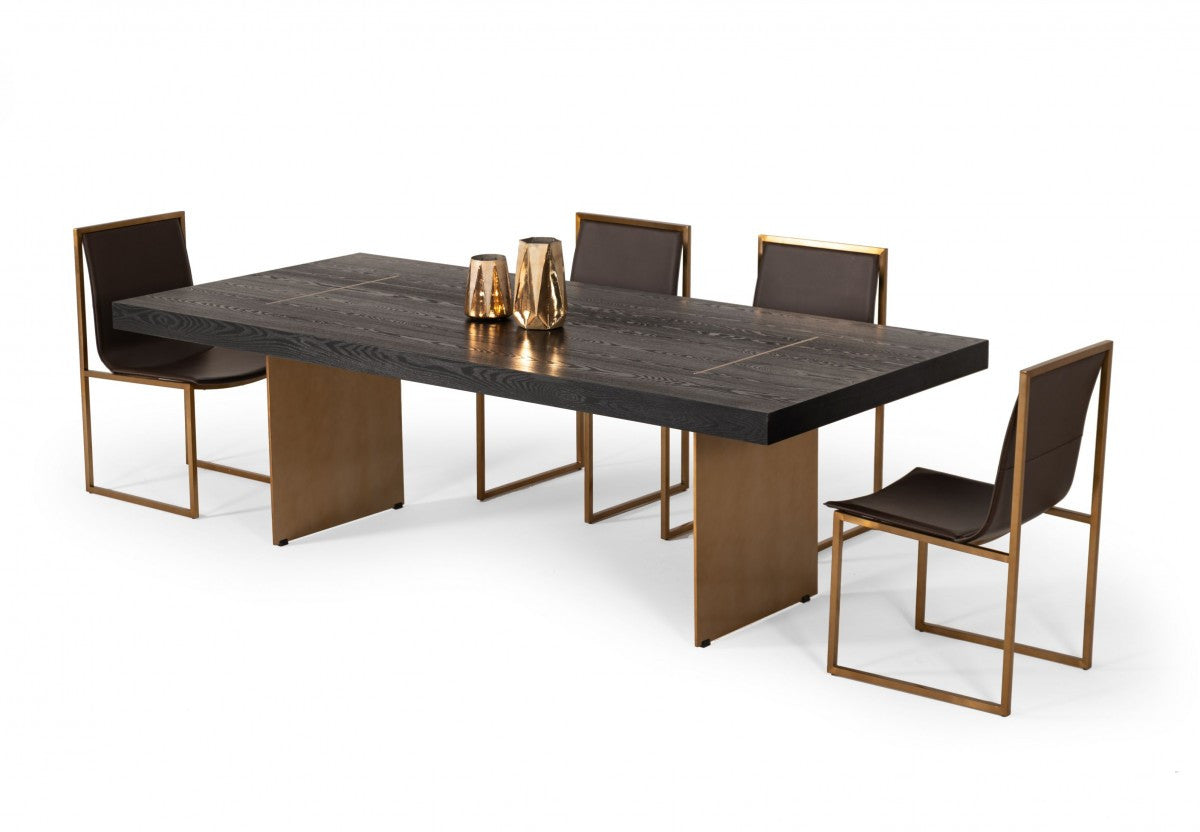 Modrest Perret - Large Glam Black Ash + Brushed Brass Dining Table