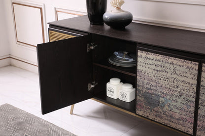 Modrest Phelan Modern Smoked Ash & Brass Buffet