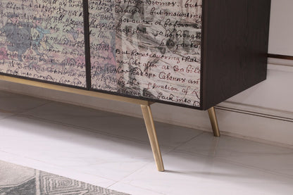 Modrest Phelan Modern Smoked Ash & Brass Buffet