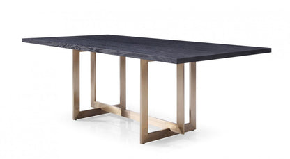 Modrest Pike Modern Black Ash & Brass Dining Table