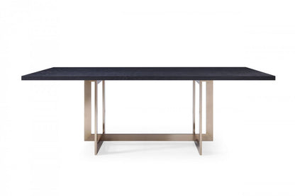Modrest Pike Modern Black Ash & Brass Dining Table