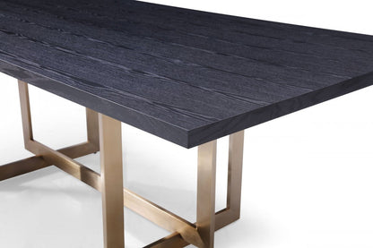 Modrest Pike Modern Black Ash & Brass Dining Table