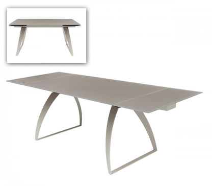 Modrest Pittson Modern Extendable Grey Glass Dining Table