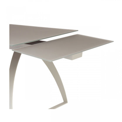 Modrest Pittson Modern Extendable Grey Glass Dining Table