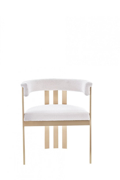 Modrest Pontiac - Modern Beige Sherpa & Gold Dining Chair