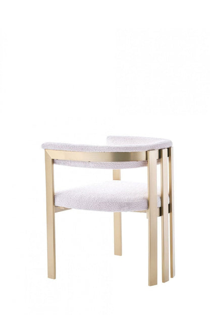 Modrest Pontiac - Modern Beige Sherpa & Gold Dining Chair