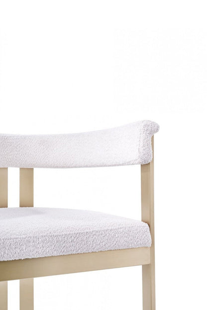 Modrest Pontiac - Modern Beige Sherpa & Gold Dining Chair
