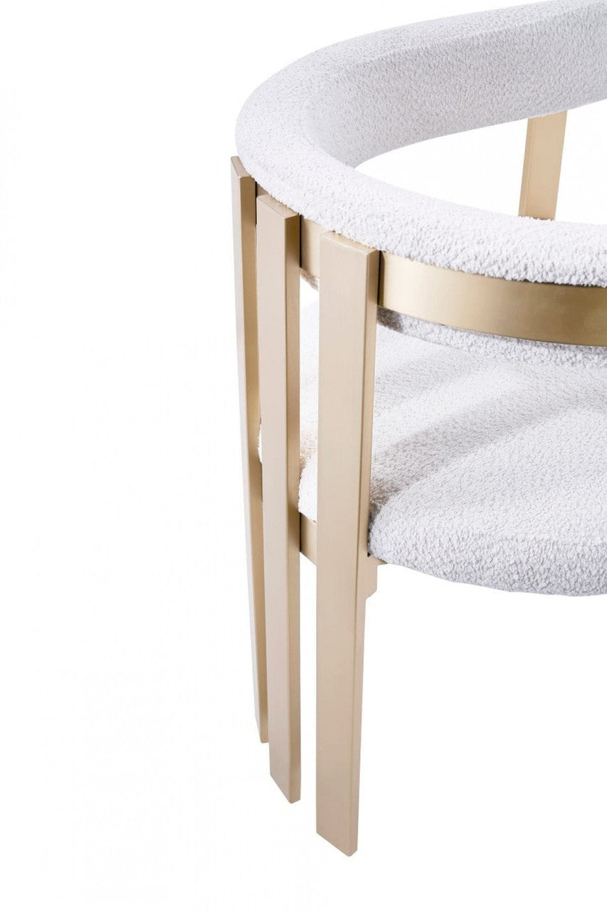 Modrest Pontiac - Modern Beige Sherpa & Gold Dining Chair