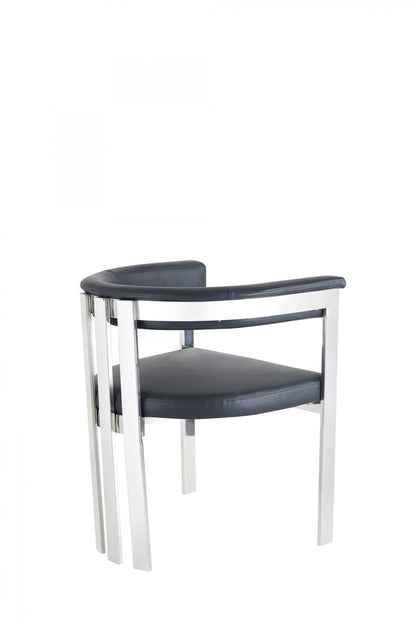 Modrest Pontiac - Modern Black Vegan Leather and Stainless Steel Dining Chair