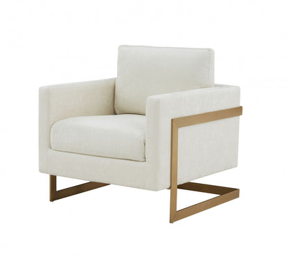 Modrest Prince - Contemporary Cream Fabric + Gold Metal Accent Chair