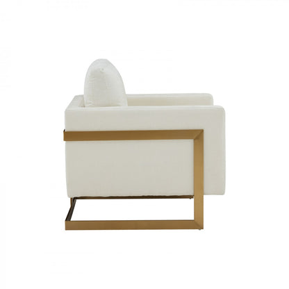 Modrest Prince - Contemporary Cream Fabric + Gold Metal Accent Chair