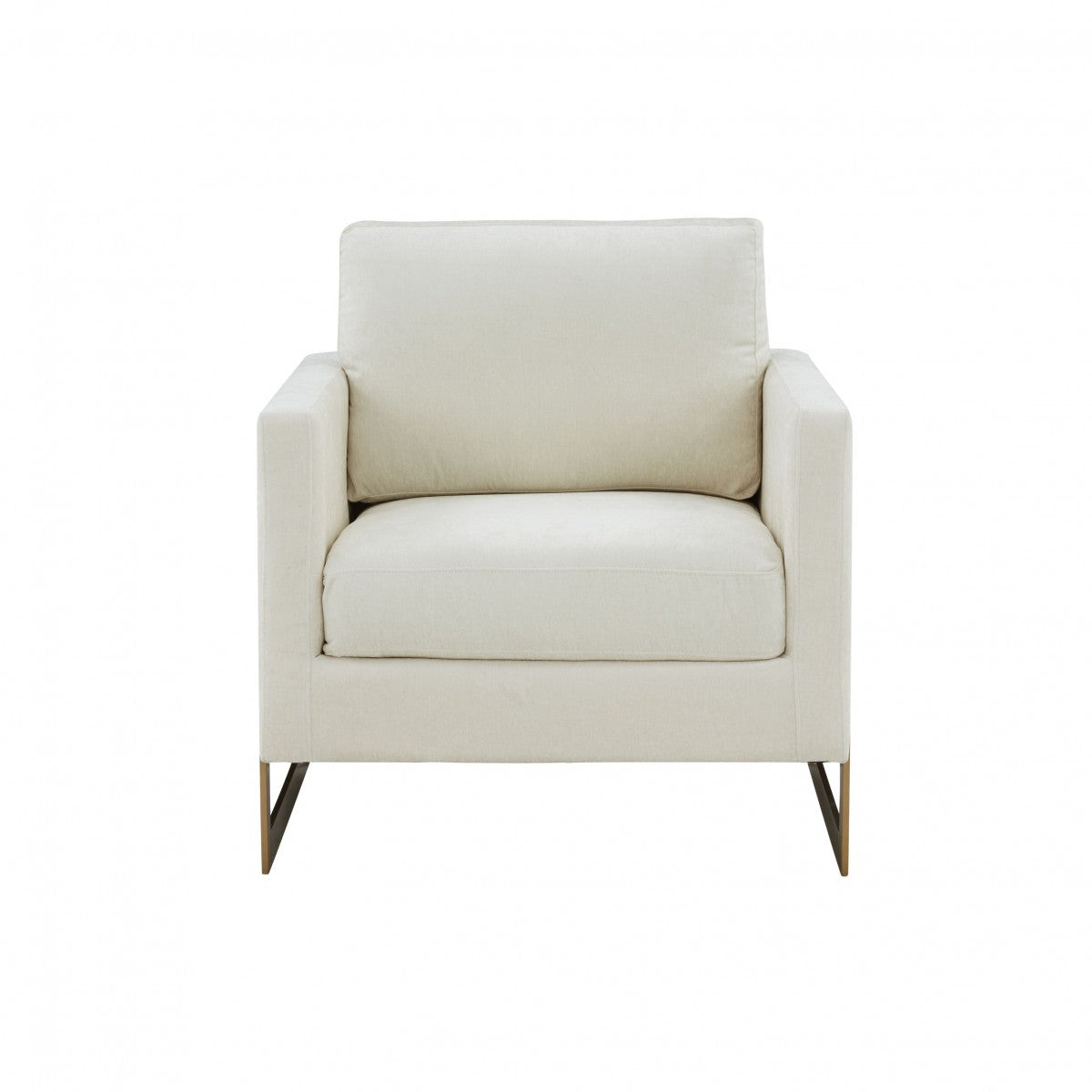 Modrest Prince - Contemporary Cream Fabric + Gold Metal Accent Chair