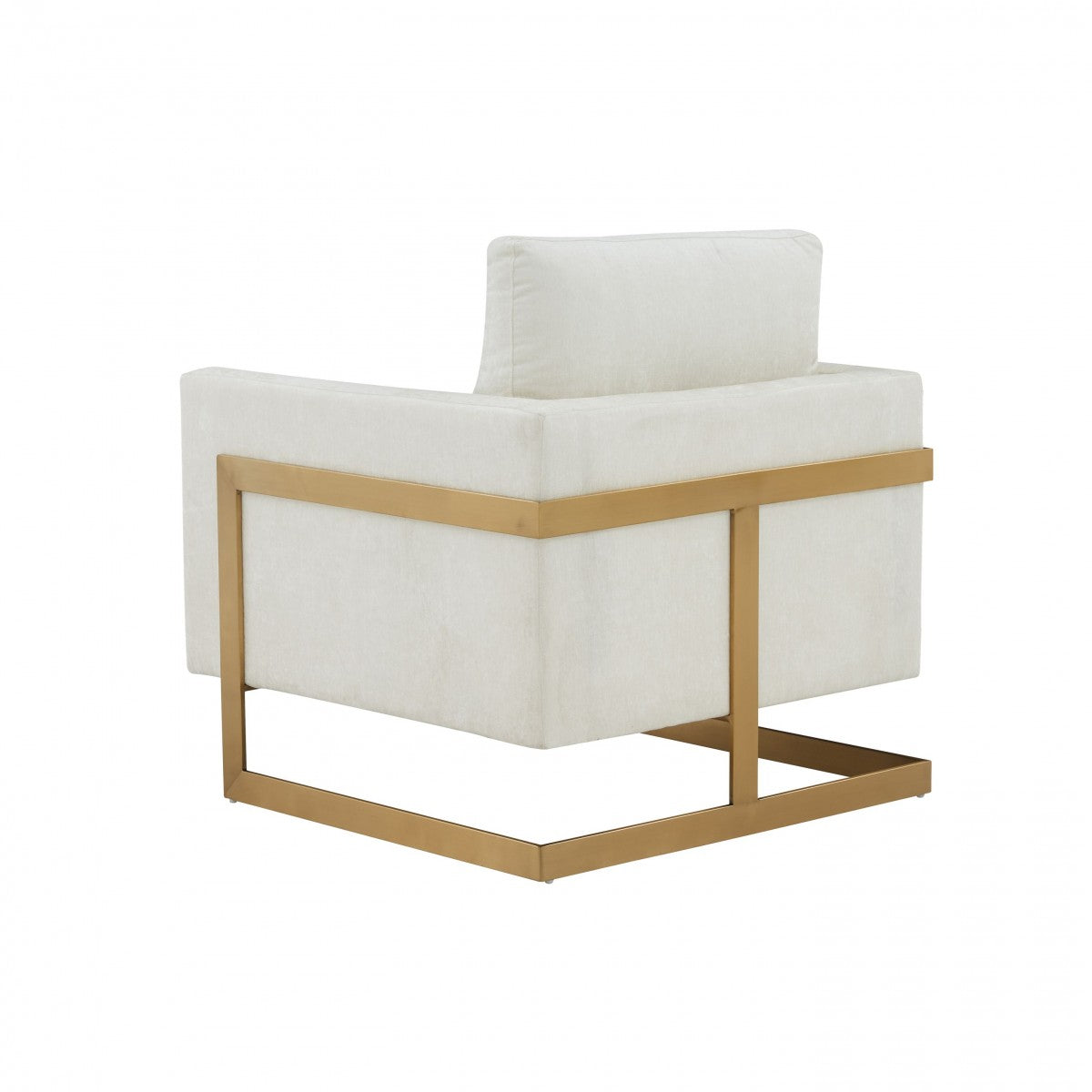 Modrest Prince - Contemporary Cream Fabric + Gold Metal Accent Chair
