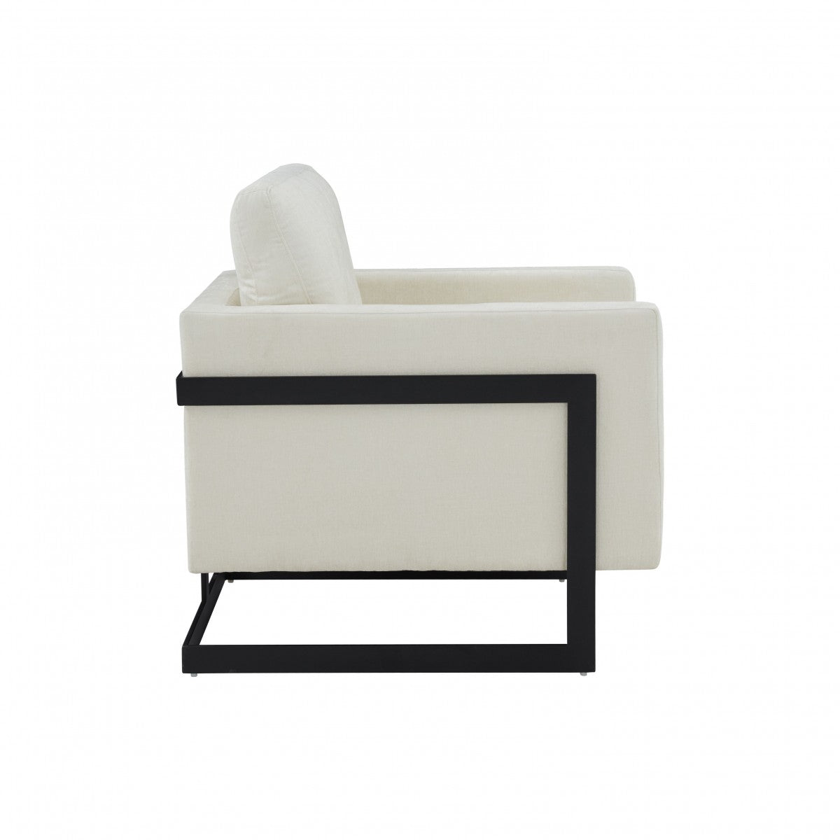 Modrest Prince - Contemporary Cream Fabric + Black Metal Accent Chair