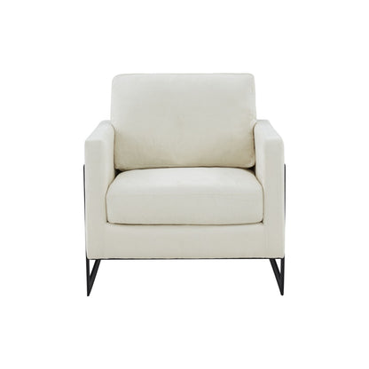 Modrest Prince - Contemporary Cream Fabric + Black Metal Accent Chair