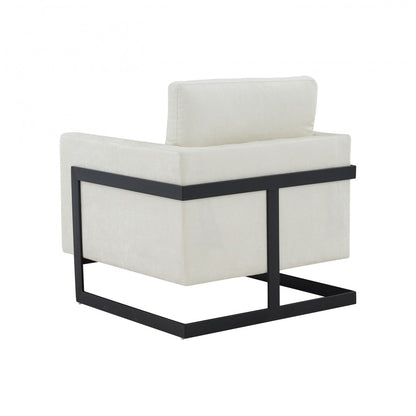 Modrest Prince - Contemporary Cream Fabric + Black Metal Accent Chair