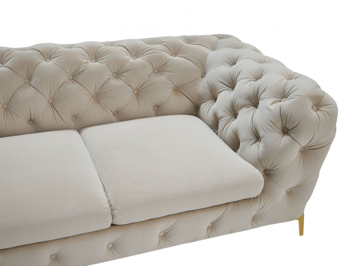 Divani Casa Quincey - Transitional Beige Velvet Sofa