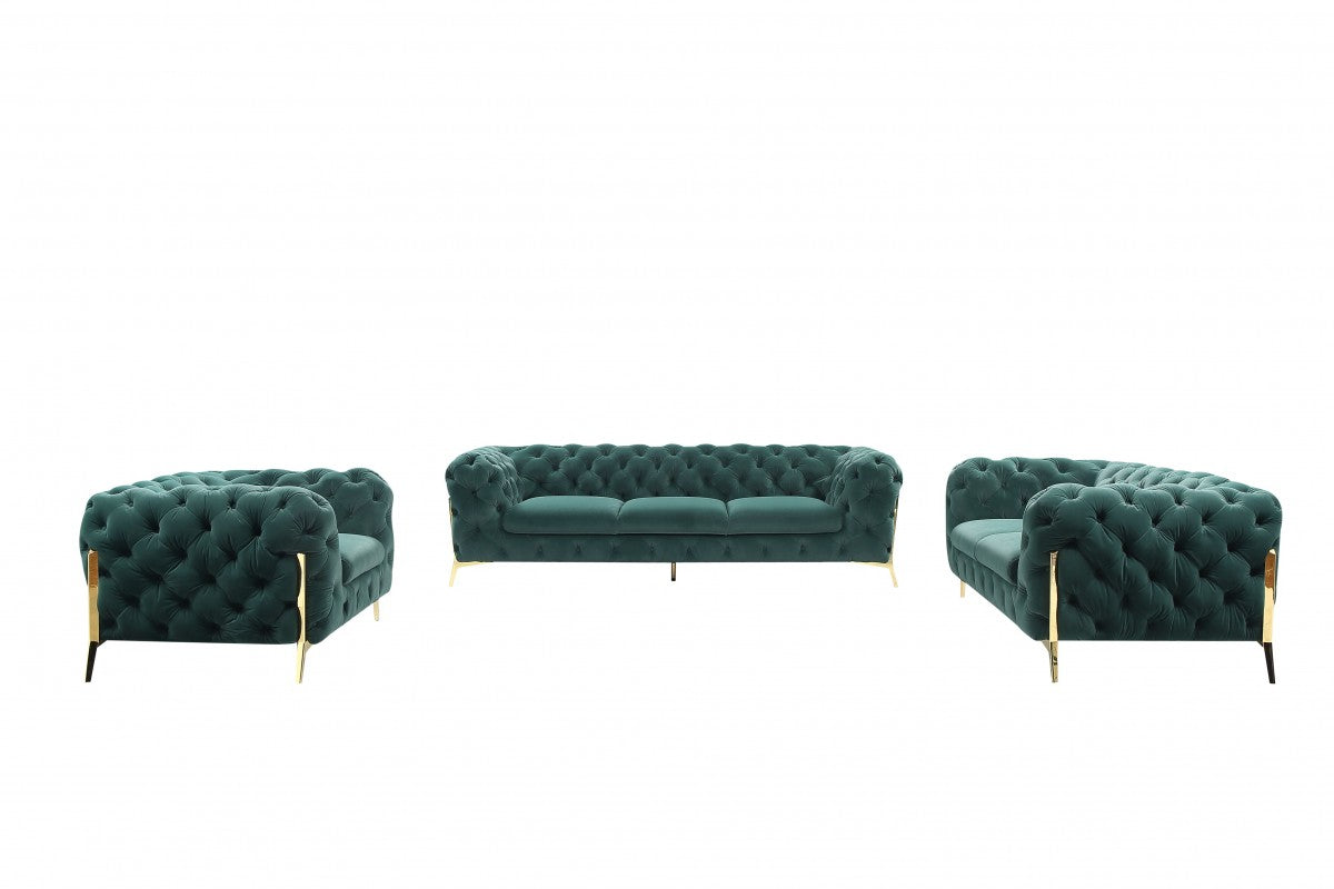 Divani Casa Quincey - Transitional Emerald Green Velvet Sofa Set
