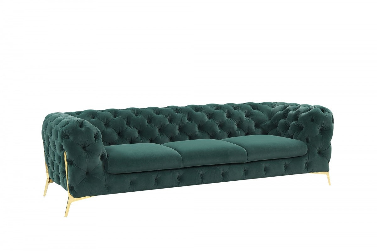 Divani Casa Quincey - Transitional Emerald Green Velvet Sofa