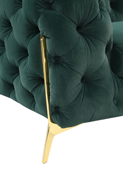 Divani Casa Quincey - Transitional Emerald Green Velvet Sofa