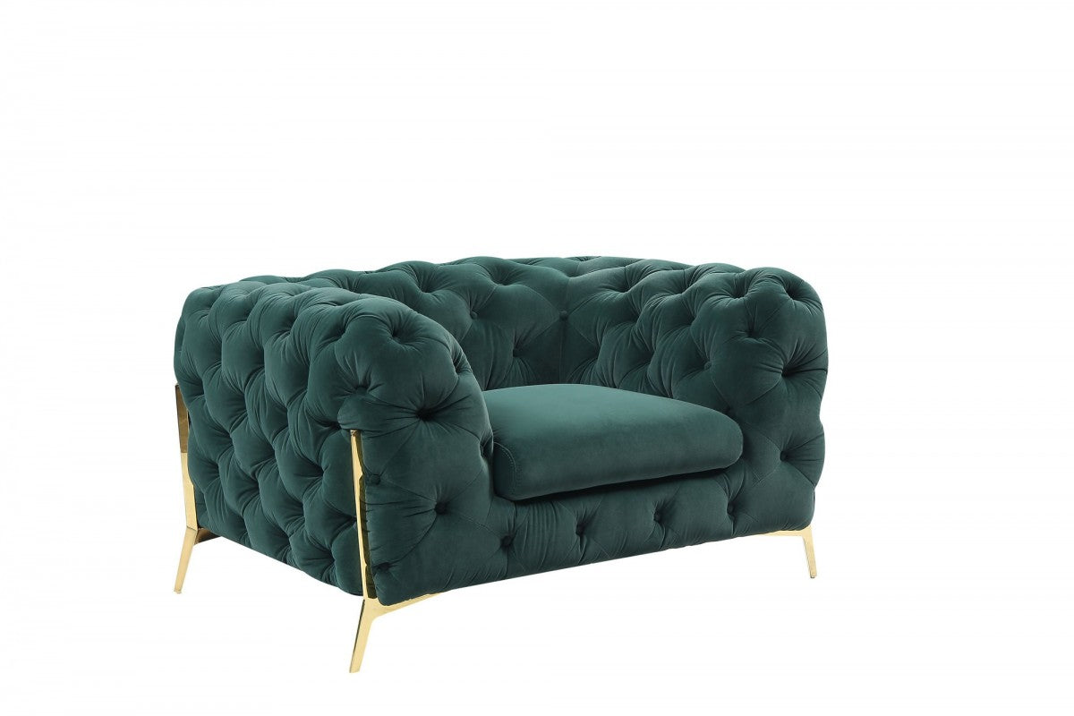 Divani Casa Quincey - Transitional Emerald Green Velvet Chair